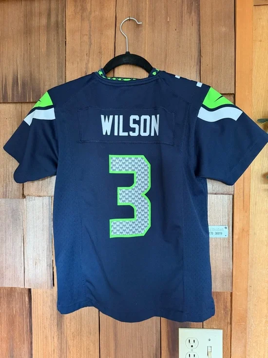 Nike Navy & Neon Green Seattle Seahawks #3 Jersey - Picture 2 of 2